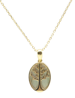 Pendentif collier Arbre de Vie ovale en métal doré